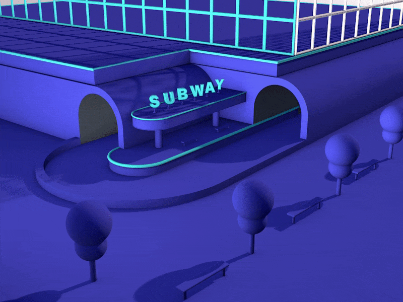 Subway Station 3d animation 3d gif loop animation