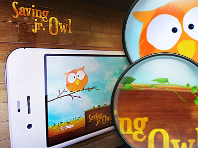 Saving jr. Owl iPhone Game UI app application artwork cloud clouds concept game game ui ios ios game ipad iphone mobile owl sky tree