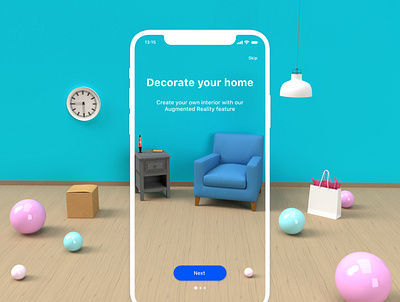 Guided Tour for an interior app 3d adobe dimension app augmented reality figma illustration interior interior design minimal ui ui design uidesign uiux user interaction userinterface ux