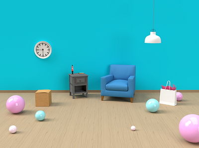 3D model room | Adobe Dimension 3d 3d art adobe adobe dimension adobe photoshop branding cartoon design illustration minimal simple vector