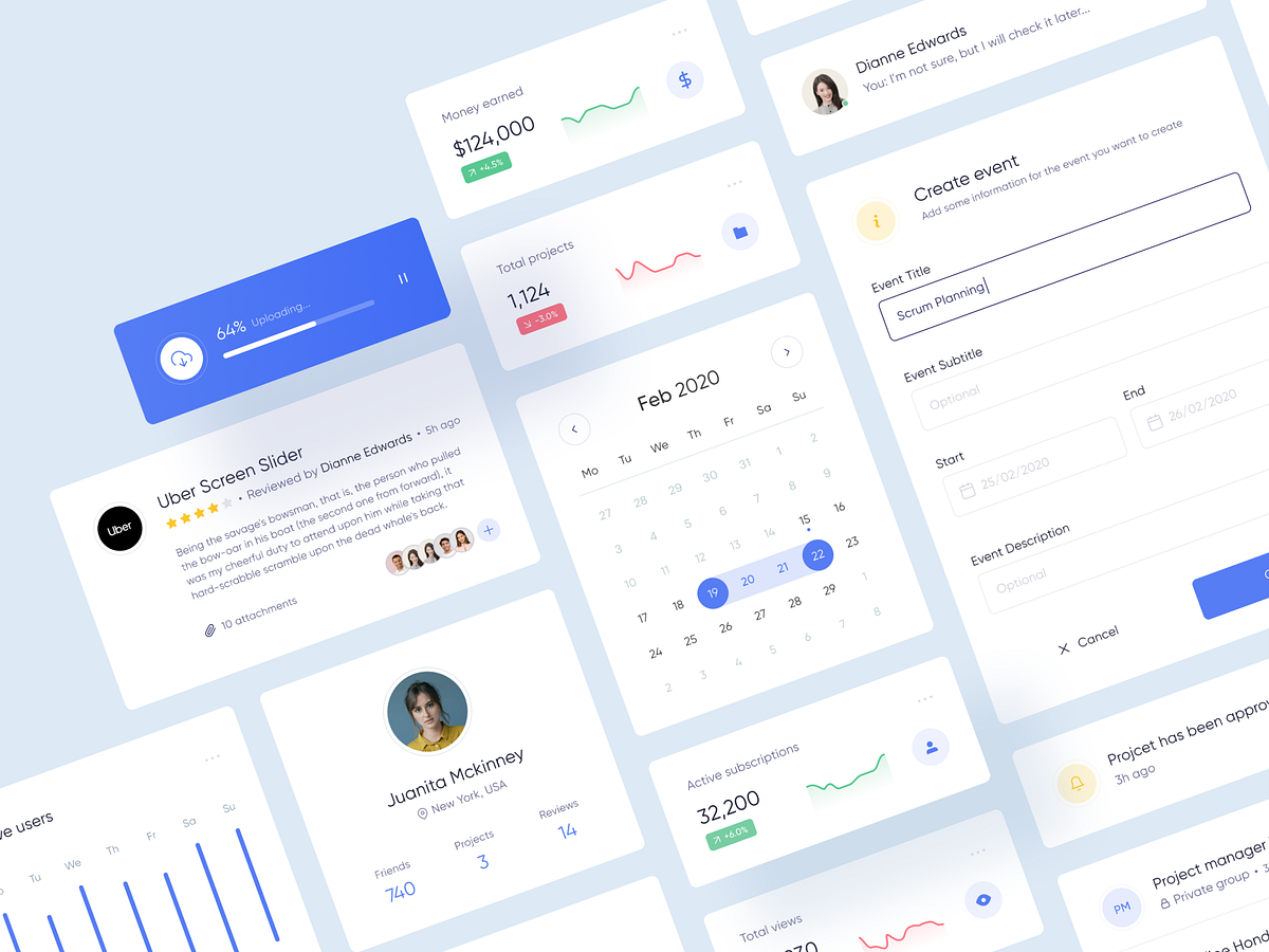 React UI Components by Alex Maslii for Fireart Studio on Dribbble