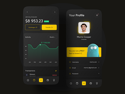 Crypto Wallet App 3d activity clean crypto crypto currency crypto wallet cryptocurrency graph history profile setting settings ui slider stats transaction typography ui