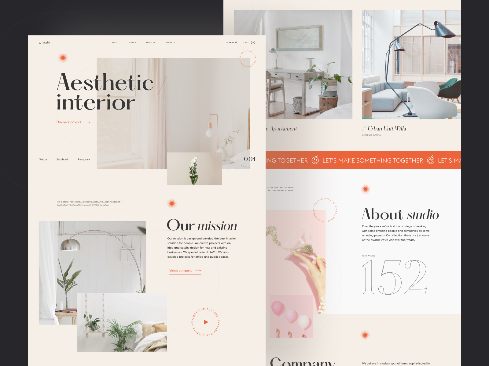 Wood Interior Studio Website by Alex Maslii for Fireart Studio on Dribbble