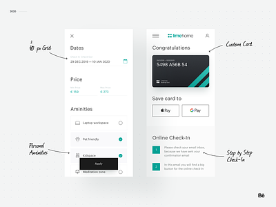 Limehome - Behance Case Study calendar category page checkbox checkin concept creditcard icon mobile radio button ui ux
