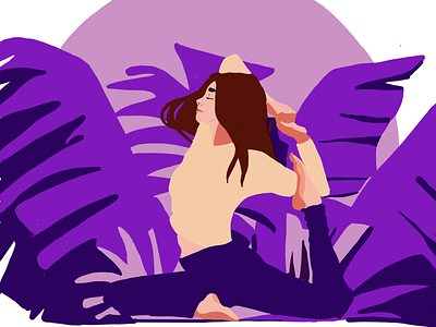 In my yoga place dribbble girl illustration ipad palette procreate violet yoga