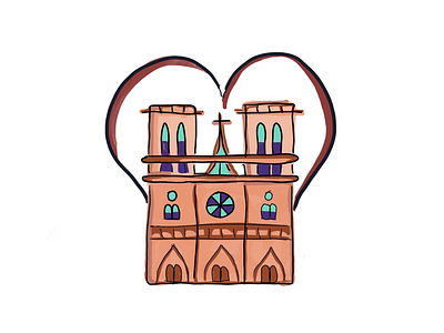 Notre Dame love illustration notre dame procreate