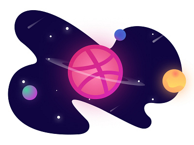 Hello Dribbble dribbble hello illustration planet space