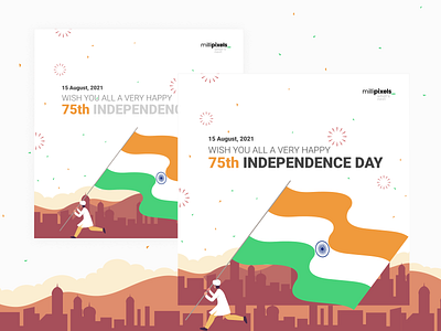 75th Independence Day branding clean colourful cool design flag flat graphic design happy hire illustration independence day india indi minimal theme typography ui ux vector vibrant