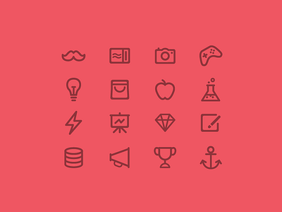 Rounded Line Icons camera curve flat icon icons joypad line minimal mustache outline rounded simple