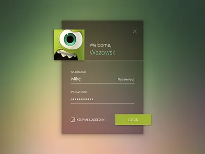 Daily UI #001 - Login Monster 001 art daily daily100 dailyui form monster signin sullivan ui wazowski welcome