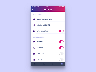 Daily UI #007 - Settings by array on Dribbble