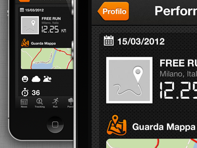 iPhone Marathon App city ios iphone marathon milan performance runner score tracking ui