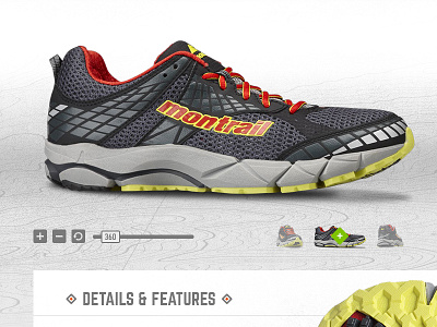 Pitch work 360 view alternate views ecommerce product detail page shoes texture topographic map web design wip zoom