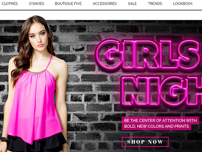 Fast Fashion apparel banner call to action cta ecommerce fashion hero navigation neon photoshop pink promotion