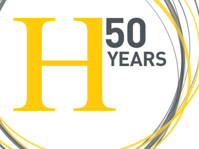 50th Anniversary clean design gray logo typography yellow