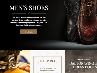 Category Page - Men's Shoes cta design ecommerce photography playfair display roboto condensed tisa typography ui ux web design wip