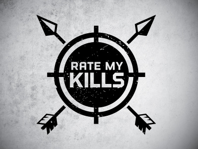 Rate My Kills arrow black grunge logo target texture typography