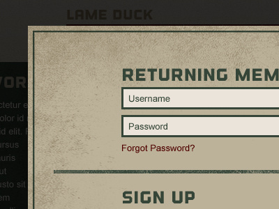 Member Login black green grunge member login password red sign up tan username