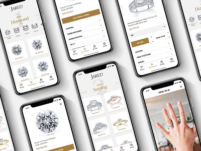 VR Ring Builder app art direction augmented reality blacker display blacker text design din condensed ecommerce ios jewelery mobile pitch ui ux wip