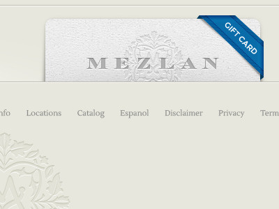 Mezlan Gift Card cta embossed footer paper texture