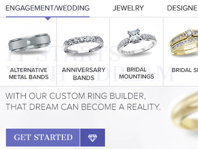 Home page dropdown bokeh cantata one cta drop down gray jewelry navigation parallax proxima nova purple transparency