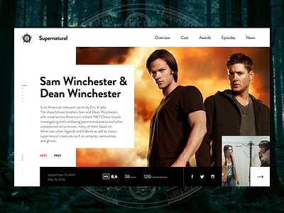 Daily UI. Day 2. Site for serial that I'm in love with. challenge dailyui minimalism promo serial supernatural ui design web winchesters