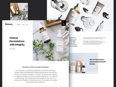 Website for brand The Ordinary. Daily UI. Day 05.