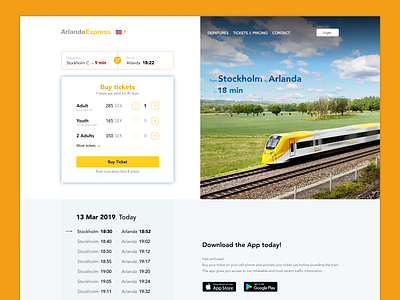 Arlanda Express Website adaptive ticket train traveling website design