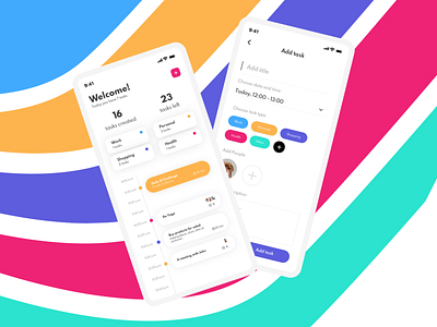 Bright and easy Task Manager applicaiton bright design goals task manager ux ui white