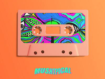 Mushtpical abstract cassette design illustration mockup vector