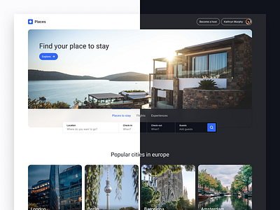 Travel Booking Website blue booking concept dark mode design interface travel web web design website