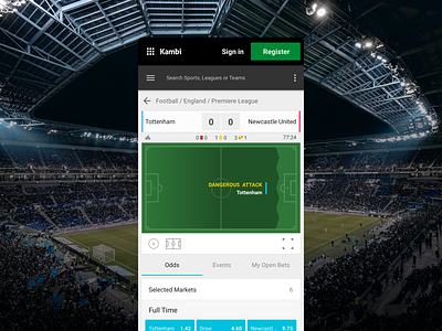 Live Event View design football soccer sports sports betting sports design