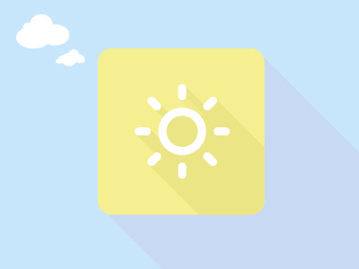 Sunny flat day blue cloud day flat icon sun