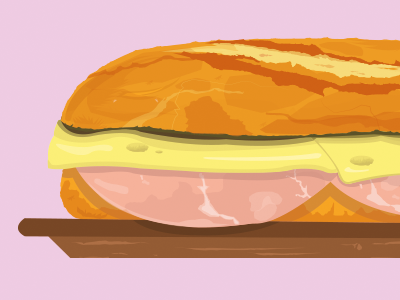 Le "jambon beurre" bear food illustration