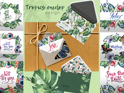 Watercolor PNG tropical set