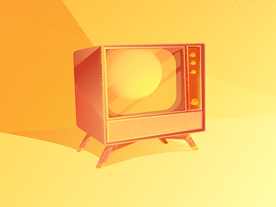 Retro Tv illustration orange retro sunset tv