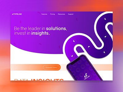 Landing Page app crm daily ui design flat design insights landing page modern orange purple solutions
