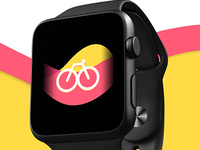 Bike Ride App app design apple apple watch apple watch design bike ride biking content destination pink ux yellow