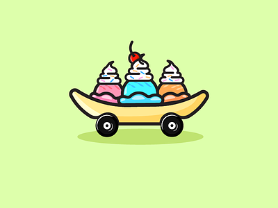 Banana On Wheels banana cute icon illustrator logo sticker