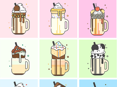 Milkshakes cute food art icon illustrated logo illustration vector