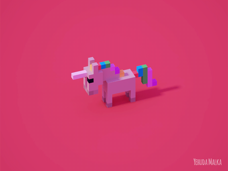 Unicorn rave music 2016 animation gif gravity falls gravityfalls magicavoxel unicorn voxel voxelart voxels