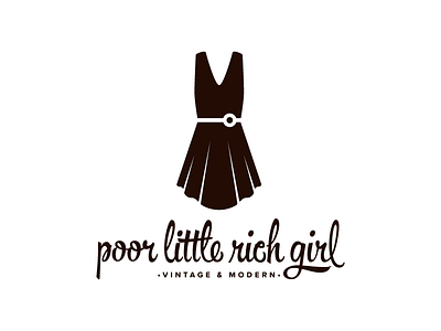 Poor Little Rich Girl Logo black white branding dress identity logo vintage