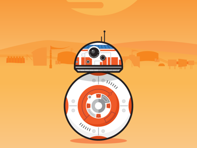 BB-8 awakens bb 8 beep boop droids excited force illustration orange star starwars wars