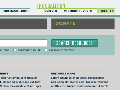 Whoa. brown button coalition green grey nav resources search shrunk teal univers