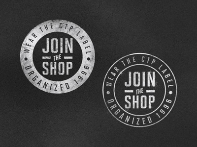 Join The Shop chalk ctp distressed gray logo stamp texture white