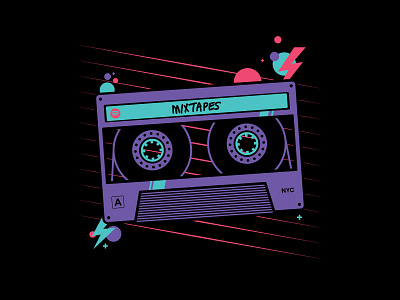 MIXTAPES cassette illustration logo spotify vector