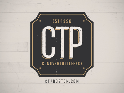 CTP advertising badge branding crest emblem gold grey logo