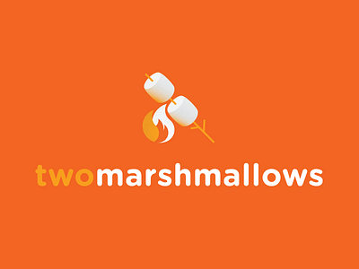 Two Marshmallows Logo camping fire flame marshmallows simple
