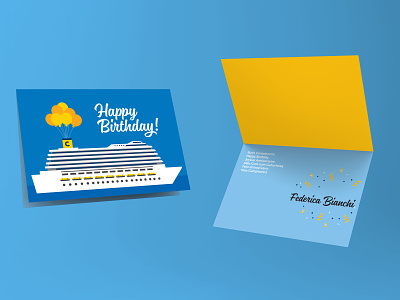 Costa Crociere - Birthday card baloon birthday birthday card blue card costa costa cruise cruise graphicdesign graphics happy sea share ship shipping wave