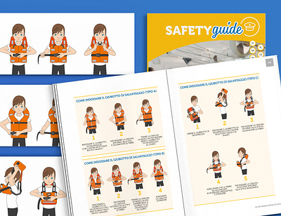 Costa Crociere - Safety Guide character design costa cruise cruise ship graphics guide illustration illustrator art indesign life jacket safety sea ship ships